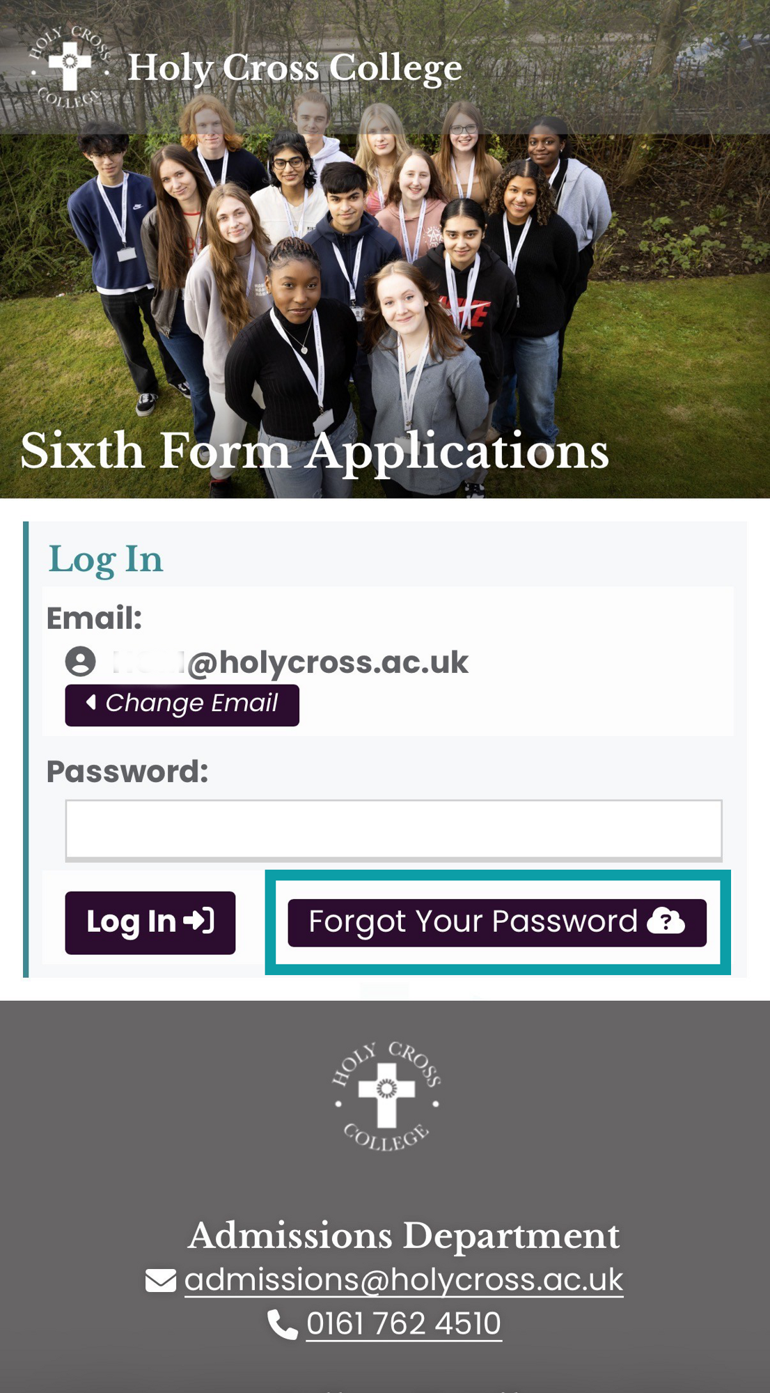 Forgot your password button