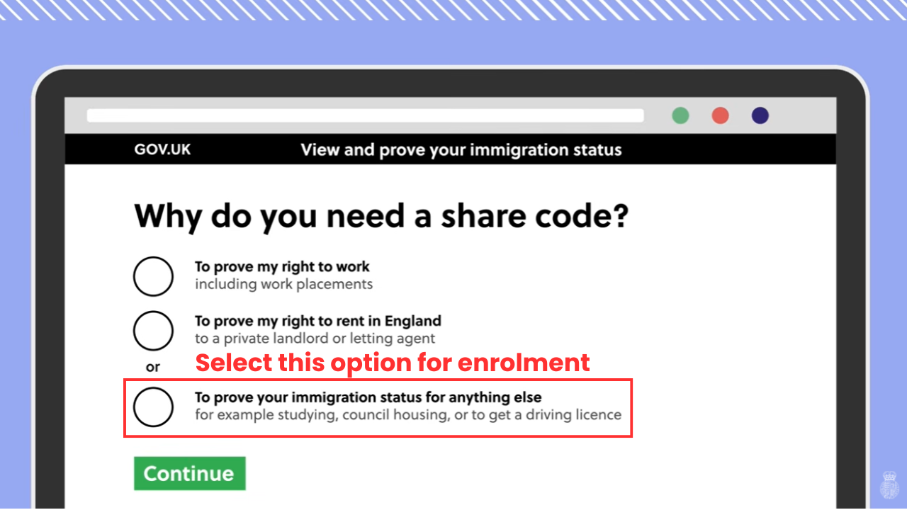 Select this option for enrolment