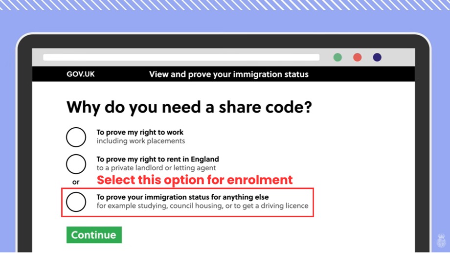 Select this option for enrolment